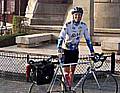 Journey’s end . . . Alun Ireland at the foot of the Eiffel Tower in Paris 