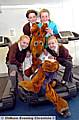 Nigel Whitworth, dressed as a kangaroo, with St Joseph’s School pupils Annabel Flanagan, Olivia Askew, Megan Whitworth and Sophia Norbury