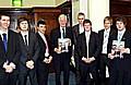 HEADS for business . . . MP Michael Meacher is pictured with Career Academy graduates, from left, Josh Thompson, Matthew Kulakowski, Arron Frost, Niall Lambert, Billy Cooney, Tom Davies and Luke Naylor 