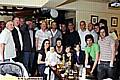 Ernie’s partner Louise Newlove and nine-month-old daughter Isabella Georgia are pictured, centre, with friends family and supporters.