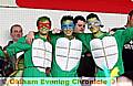 TURTLE power . . . The Teenage Mutant Ninja Turtles add a splash of colour to the proceedings at Walsall 