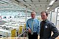 EXTRA HELP . . . Tesco Extra store manager Dominic Carey with Chronicle editor Jim Williams inside the emerging new Huddersfield Road store.
