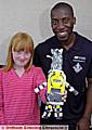 James Mwale and Lauren Woodward with her mascot design 