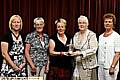 Saddleworth winners, left to right: Dawn White (2nd day prize), Kath Whitehead (runner-up), Linda Newman (winner), lady captain Anita Scholes and Kathy Scott (1st day). 