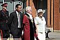 ALL smiles . . . Mayor of Oldham, Councillor Jim McArdle, with Mayoress Kay Knox and youth mayor Mohammed Adil during the procession
