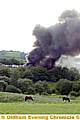 A black plume of smoke from the blaze at Broadbent Autos, as seen from Ripponden Road 