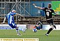 IT’S THERE: Danny Whitaker scores against Stockport County last season. Athletic kick off their campaign at home to their local rivals on Saturday, August 8. 