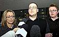 FLASHBACK to April last year as Phillip Smith gives his reaction to the life sentences imposed on his father’s killers. With him is his sister Louise Hilditch (left) and fiancee Justine Mills 