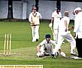 ROYTON’S Liam Mason tries in vain to make his ground as he is run out by a throw from Werneth’s Matt Taylor. 