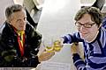 Cheers . . . brothers David (left) and Phillip Pearson enjoy a pint
