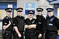 FUNDRAISING force, from left, PC Adam Murphy, Sgt Trevor Harrison, PC Rob Fitzgerald, PC Phil Greenwood and PCSO Kieran Jones 
