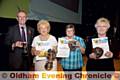 SMELLING of roses . . . overall winner prizes are presented, from left, by Clive Newton, managing director of main sponsor Emmanuel Whittaker, to first place Gloria Khan, second place Jackie Shaw, and third place Patricia Cooper. 