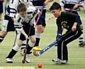 CENTRE OF ATTENTION: Saul Prince (left), of St Joseph's and Leo Matthews (Fir Bank) battle for possession.  
