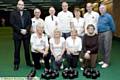 BOWLED over . . . Daniel Mountford (left) with members of the Oldham Veteran Indoor Bowlers Club 