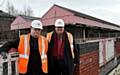Saved . . . . Andy Coward (left) and Councillor Keith Whitmore by the historic Victorian Mumps canopy which will be restored and installed at East Lancs Railway stations 