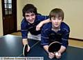AT THE DOUBLE: Andrew Tarpey (far left) and Benedict Walker, of Hulme Grammar School. 