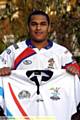 RUGBY star . . . Adams when he played for the police GB rugby league team in the 2008 world cup in Australia 