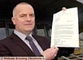 PRAISE FROM THE TOP . . . Failsworth School headteacher John Meagher with the letter from Diana Johnson MP. 