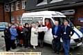 LEAGUE of Friends members (from the left) Sylvia Holland, Pat Wild, Christine Parmley, Betty Tomlinson, Pam Brocklehurst, Ann Morris, Rose Hall, Ann Garside, Alison Wild, Joan Tomlinson (chairman), and Hazel Hewitt gather to hand over a cheque to Pam Wilkinson, patient administration office manager, Chris Mylott, voluntary services manager, and volunteer drivers Colin Thomson and David Farraday. 