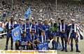 HEROES ALL . . . Athletic’s Littlewoods Cup final team are beaten, but not bowed. From left, back: Roger Palmer, Mike Milligan, Denis irwin, Nick Henry, Andy Ritchie, Gary Williams, Andy Rhodes, Frank Bunn, Earl Barrett, Rick Holden. Front: Neil Adams, Paul Warhurst, Andy Barlow. 