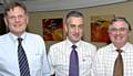 MUSIC MAKERS; Celebrating the milestone are, from left, Stephen Howes, Chairman of B&R Trustees, Ian Dust and ex band member Gilbert Symes. 