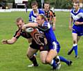 DANNY Knight (with ball) scores for the Roughyeds against Barrow in a 14-14 draw with the Co-operative Championship One side. 
