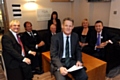 Spencer Dale (centre) with members of the Oldham Business Leadership Group, from left, Nick McGilvray, William Lees-Jones, Peter Greenhalgh, June Smith, Pam Pelham and Dave Benstead 
