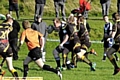 SURROUNDED: Carl Gemmell, of Fitton Hill Bulldogs, has nowhere to go against Ashton Bears ‘A’. 
