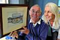 SNAPSHOT of Oldham’s past... artist David Ford with Vera’s daughter Frances Heywood and the painting 