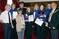 THE first girls to receive Queensladies badges are pictured at the Chadderton Town Hall presentation. From left, Capt Barry Cooke, Cpl Rachael Smith, Lord Lt Warren J Smith, Mayoress Jean Jones. Front, Sgt Holly Parker, Sgt Stacey Lewis, Sgt Charlotte Greaves, Sgt Lee Ratcliffe and the Mayor, David Jones 
