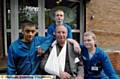 Heroes, from left, Jabran Saghir, Connor Hall, and Macauley Ravenscroft, with a grateful Stewart Wood 

