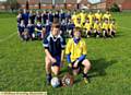 RARING TO GO: Skipper Cameron Whitley (left), of Saddleworth, and Our Lady’s captain Matthew Whitehead before the Year 10s final at Hollinwood ARLFC