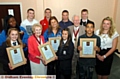 GOOD sports... (from left) are (back) Lynda Onuoha, Ben White, hockey player Andy Bull, Ryan Maneely, Dylan Green, (front) Megan Fletcher, Deputy Mayor Olwen Chadderton, Harriet Gill, Samantha Biddlestone, deputy mayor’s consort Roy Chadderton, Remmy Gorton and Youth Mayor Chantel Birtwistle