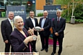 Pictured at the Gallery Oldham event are (from the left) One Future Project Steering group chairman Jeremy Broadbent, 1960 Olympic high jump silver medalist Dorothy Shirley-Emerson with her medal, former Oldham Rugby players Barrie McDermott and Terry Flanagan and steering group vice-chairman John Townsend. 
