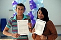 GCSE joy: Matthew Jamshed and Zubaida Begum at St Augustine's School. 