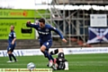 MATT Derbyshire is brought down by Coventry goalkeeper Joe Murphy, but the on-loan forward was already flagged for off-side. 
