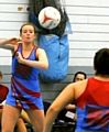 Georgie Webster shoots the ball to a team mate. 