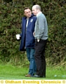WORKING TOGETHER . . . chairman Simon Corney (right) says Paul Dickov is still the man to lead Athletic. 