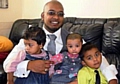 Mohammed Mukith, with his children Inaaya (four, left), Diyana (two) and Ifmail (five)