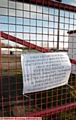 SIGN OFF: A notice at Whitebank informs fans of the latest Law Cup postponement. 
