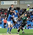 HEADS UP: Matt Smith scores against Chesterfield in the clash earlier this month. 
