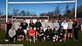 NEW FACES: players and coaches from Oldham RL’s Extended Scholarship Scheme line-up before the first training session. 