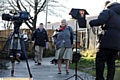 RECONSTRUCTION: actors and camera crews in Shaw last week 
