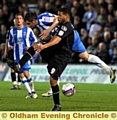 GET STUCK IN . . . Reuben Reid epitomises Athletic’s fighting spirit at Hartlepool. 