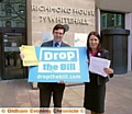 Drop the bill: Oldham East and Saddleworth MP Debbie Abrahams joins shadow health secretary Andy Burnham to hand in a petition at the Department of Health 