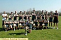 PROUD: Hopwood Hall skipper Liam Whalley shows off the silverware. With him are: assistant coach Miles Greenwood (back, left), Conor Jackson, Stevie Williams, Josh Watson, Jack Ashworth, Sean Mulcahy, Michael Lockwood, Ryan Bradbury, Jacob Nicholson, Ciarran Brogan, Luke Kavanagh, coach Matt Calland (coach). Kieran Harmer (front left), Jordan Riding, Jason Rigby, Jake Boardman, Jack Cooke, Dylan Ault, Terence Houldsworth and Josh Maskew. 
