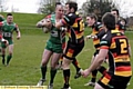 STOP THERE: Craig Highton (left), of Waterhead, is halted by Shaw's Steve Talbot. 