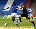 OUMARE Tounkara, in action against Preston on Saturday, has so far failed to impress in his second spell at Boundary Park 