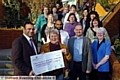 Voluntary and community organisations receive a share of £150,000 from Oldham Council Local Transition Grant Fund, at Voluntary Action Oldham. Pictured in foreground are Cllr. Shoab Akhtar (deputy Council leader and Elaine Ashworth (Key to the Door). 
