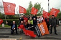 STRIKING public-sector workers outside the Royal Oldham Hospital 
